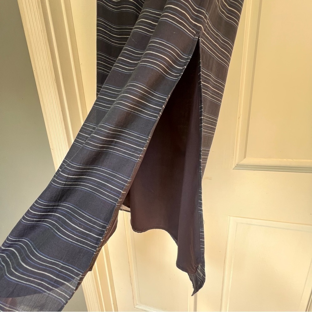 Theory Strapless Nautical Navy Stripe Maxi Dress Size 6 $230 Rare!! Side slit - Picture 4 of 12